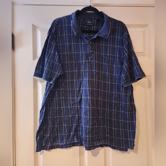 Izod Double Mercerized blue cotton quarter button top XL - Picture 1 of 5
